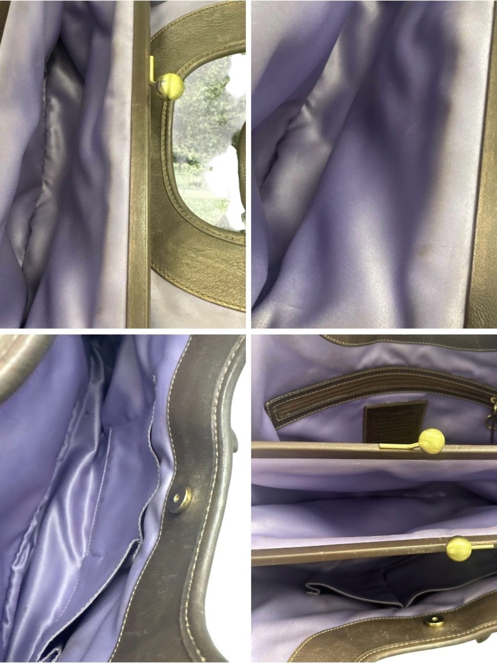 Coach Brown Ergo Pleated Satchel Signature Kisslock Canvas Shoulder Bag **FAIR** - Picture 6 of 16